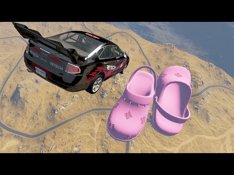 Cars Jumping Into a Giant Slippers Crocs - BeamNG Drive | Foolish Driver
