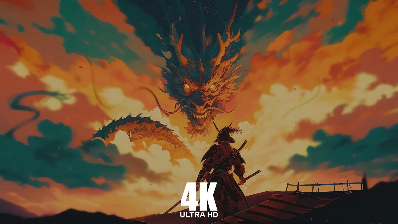 1 Hour Loop Samurai vs Dragon 4K Resolution Your Live Wallpaper For PC #livewallpaper