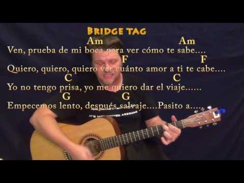 Despacito (Luis Fonsi/Justin Bieber) Strum Guitar Cover Lesson in Am with Chords/Lyrics