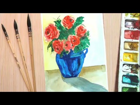 watercolour flowers painting for beginners.watercolour flowers drawing easy (5)