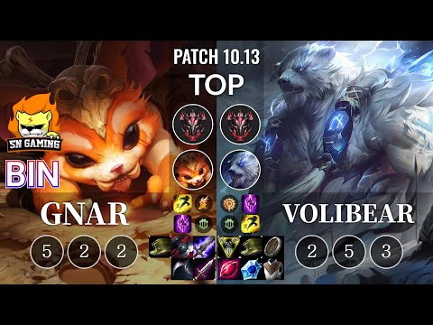 SN bin Gnar vs Volibear Top - KR Patch 10.13