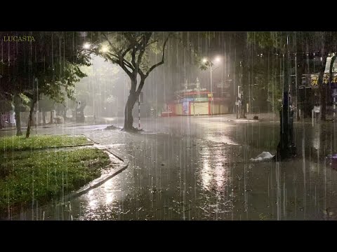 Stop Thinking & Fall Asleep with Heavy Rain and Thunderstorm Sounds - Night Rain Sounds for Sleeping