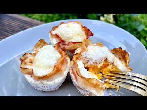 QUICK EGG CUPS WITH BACON AND CHEESE. Carnivore Breakfast Recipe. Keto Egg Muffins.