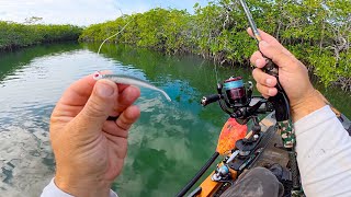 UNCUT Florida Keys Kayak Fishing | Slinging Gulp! Minnows In Tight Mangrove Tunnels