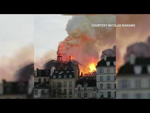 Notre Dame Fire: The Exact Moment the Historic Cathedral's Spire Collapses | NBC New York