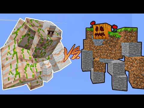 Giant Iron Golem Vs. Stone Dirt Golem in Minecraft