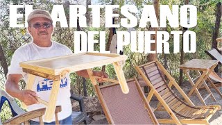 Las ventas de mesas de madera y haraganas en la calle al Puerto de La Libertad