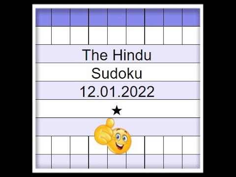 🔊How to Solve The Hindu Sudoku 1 Star | Step by Step Solution | 12.01.2022| Difficulty Level  ★