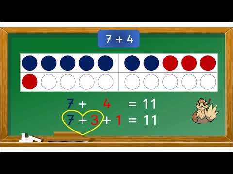 Addition with transition to ten - Calculate step by step