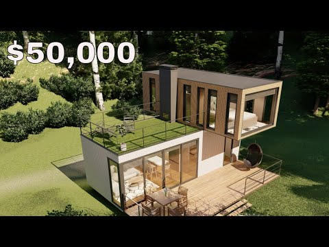 Modern Tiny House Design  | 2-Story Modular Home with Rooftop Deck