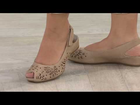 Earthies Leather Peep-toe Perforated Sandals - Milos on QVC