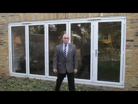 5-Panel bifold door in white aluminium