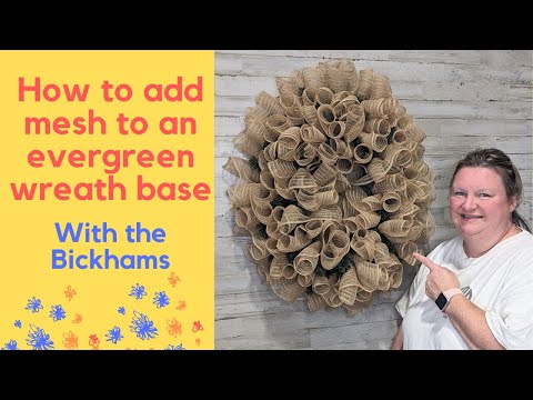 How to add mesh in an evergreen wreath base| How to make a wreath base full| Learn to make wreaths