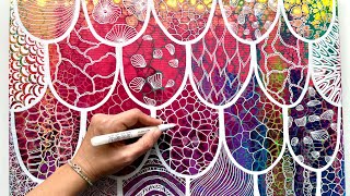ZENTANGLE ACRYLIC POUR PAINTING INSPIRATIONAL FLUIDART TUTORIAL #painting #art #artist #fluidart