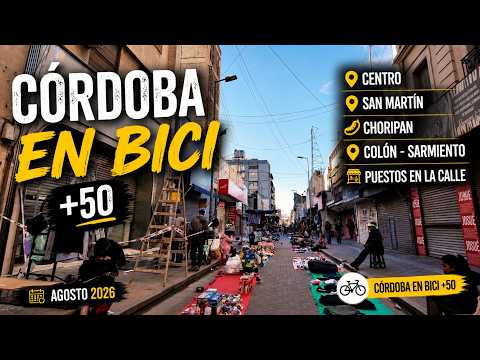 Córdoba en bici +50  agosto Centro, san martín, choripan, Colón, Sarmiento, puestos en la calle,