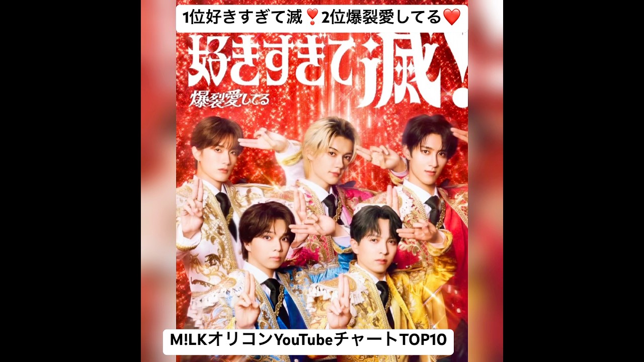 #オリコン1位2位ミルク　#M!LK　#Milk #好きすぎて滅1位　#爆裂愛してる2位　#佐野勇斗　#山中柔太朗　#吉田仁人　#塩﨑太智　#曽野舜太　#oricon YouTubeチャートTOP10