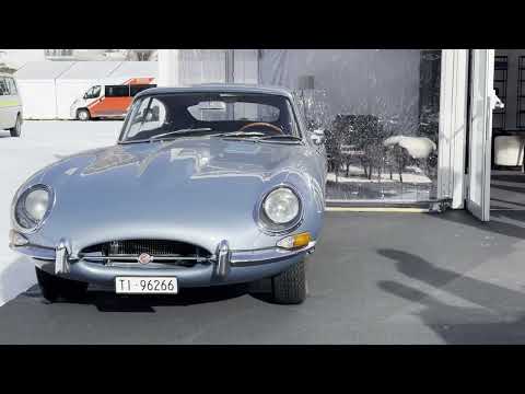 Jaguar E-Type Series 1 glides through snow and slush at The ICE St Moritz