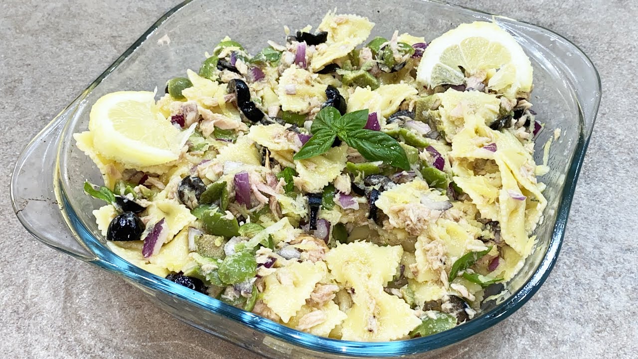 PASTA FREDDA AL LIMONE CON TONNO OLIVE E CIPOLLA