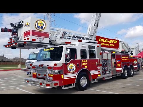 BRAND NEW 2023 PIERCE VELOCITY 100 FEET AERIAL PLATFORM LADDER TRUCK BUREAU OF FIRE PROTECTION.