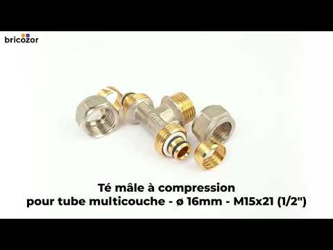 Té mâle à compression pour tube multicouche diam 16 mm - M15x21 (1/2") BOUTTÉ