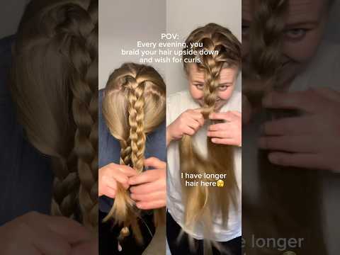 I didn’t expect this to give me Rumi’s hair 🫣💜🧠#heatlesscurls #overnightbraids #kpop #hairstyle