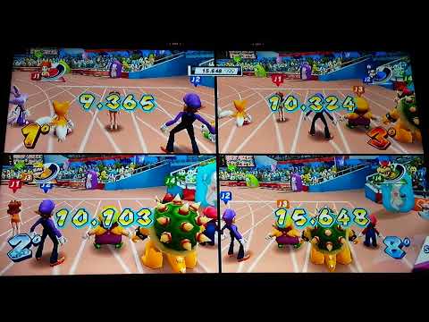 Mario & Sonic London 2012 100m Sprint #21 (Daisy Vs Wario Vs Waluigi) + Bowser Loses