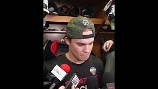 Ridly Greig EXPLAINS why he took the slap shot into the empty net #senators #mapleleafs #nhl