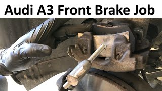 How to Replace Audi A3 Front Brake Pad (with Sensor) - Easily and Safely DIY do this job!