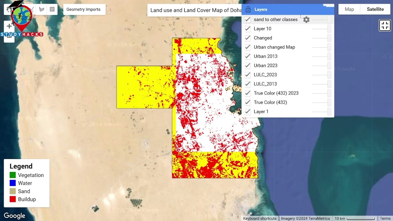 Analysis on change detection techniques for remote sensing applications using Google Earth Engine