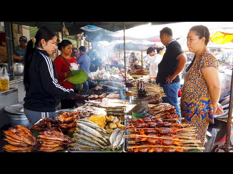 Street Food Tour - Amazing Fresh Foods For Sales In Phnom Penh Market
