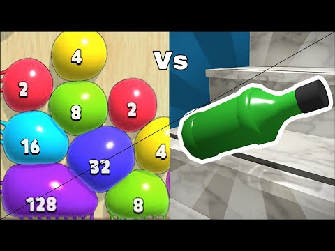 ★BLOB MERGE 3D/vs ROLLING DOWN BOTTLE ‰ASMR GAMEPLAY Android iOS ★Number Math Games