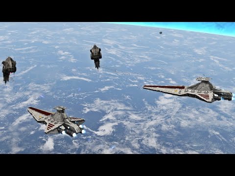 3 Kyramud Battleship vs 3 Venator Star Destroyer - Star Wars: Empire At War Remake NPC Battle