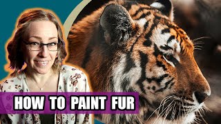 How to paint fur -  Tiger acrylic painting tutorial LIVE