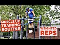 PYRAMID MUSCLE UP SETS | WEIGHTED MUSCLE UP TRAINING | TRY THIS METHOD FOR FAST GAINS 5/3/1/1/1