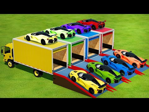 LOAD & TRANSPORT FERRARI CARS WITH ISUZU TRUCKS - Farming Simulator 22