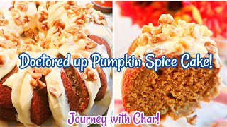 EASY PUMPKIN SPICE CAKE WITH BOX MIX!🍰 DOCTORED UP! THIS CAKE IS SO GOOD! EASY & DELICIOUS!🍰