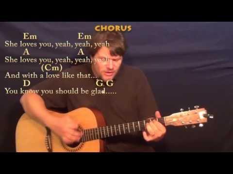 She Loves You (Beatles) Guitar Cover Lesson with Chords/Lyrics