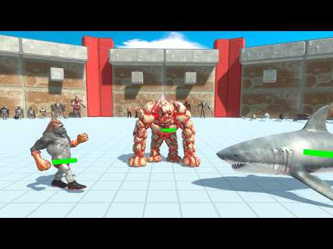 1v1v1 Infernals vs Primates vs Aquatics - Animal Revolt Battle Simulator