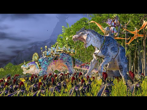 Total War: Warhammer 3 - LIZARDMEN Vs DARK ELVES