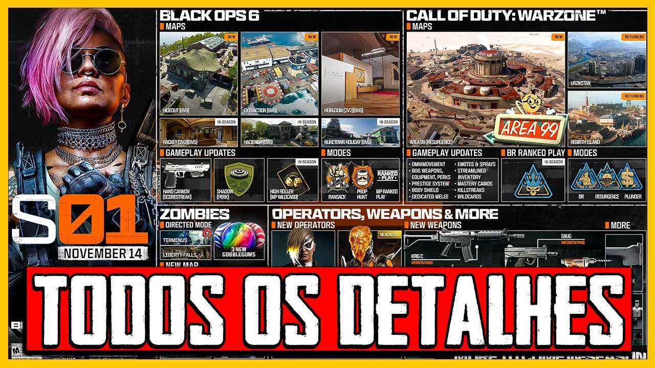 ROADMAP OFICIAL! TODOS OS DETALHES SEASON 1 WARZONE 4 E COD BLACK OPS 6
