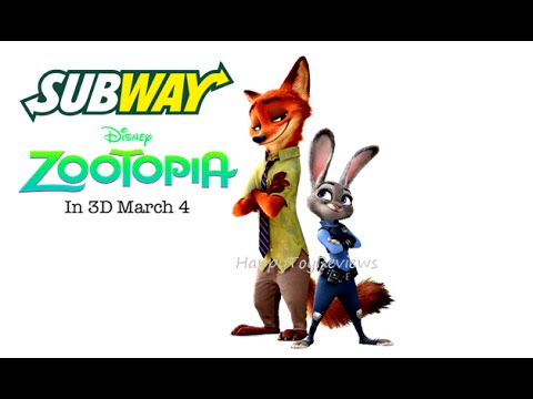 2016 DISNEY ZOOTOPIA MOVIE SUBWAY 3D SET OF 6 KIDS MEAL TOYS STICKERS DECALS COLLECTION REVIEW Video