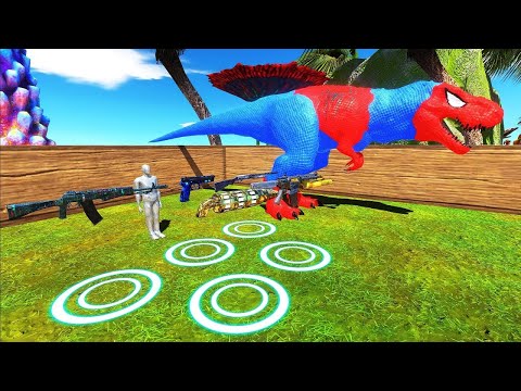 FPS Avatar with all weapons in battle with SuperSpiderman T-rex - Animal Revolt Battle Simulator