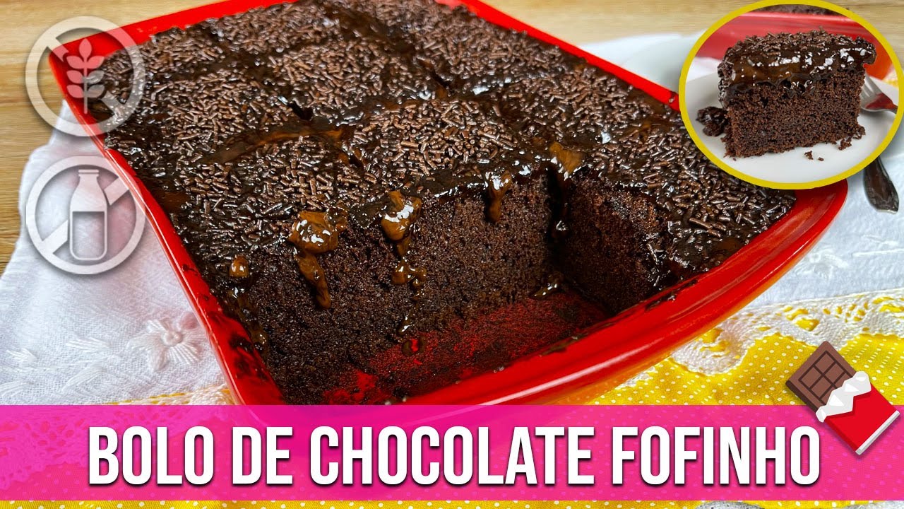 BOLO DE CHOCOLATE FOFINHO SEM TRIGO SEM LEITE