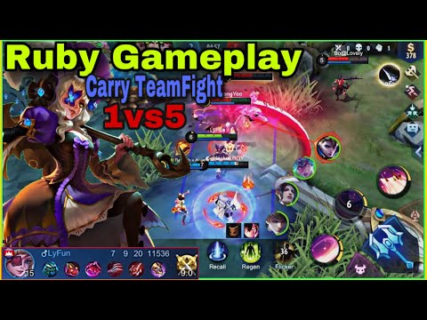 PERFECT GAMEPLAY RUBY 1vs5 | Ruby Tank Build with Super Buff Emblem Set | Ruby Carry TeamFight/LyFun
