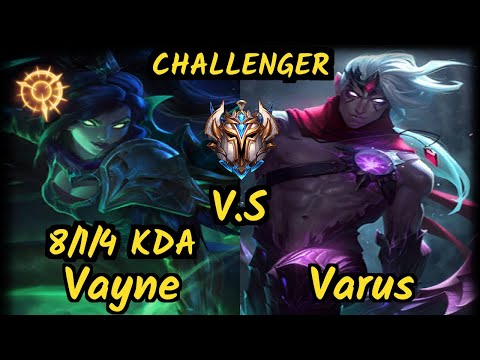 Nuclear (VAYNE) vs VARUS - 8/1/4 KDA BOTTOM ADC CHALLENGER GAMEPLAY - KR v9.7