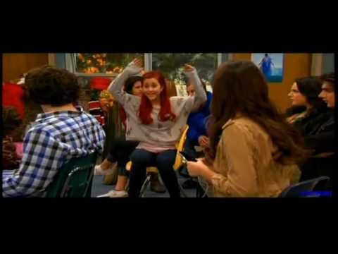 Promo still: Tori and friends sprinting through Hollywood Arts hallways toward a performance