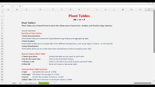 Excel Pivot Tables