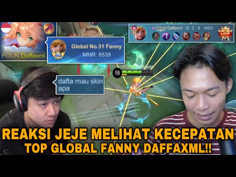 REAKSI JEJE ADRIEL LIHAT KECEPATAN TOP GLOBAL FANNY DAFFAXML!! - Mobile Legends
