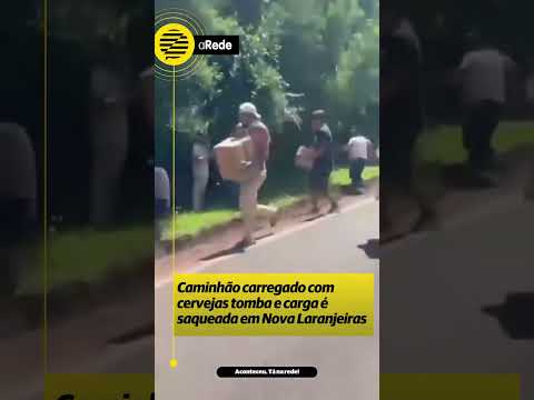 Caminhão carregado com cervejas tomba e carga é saqueada em Nova Laranjeiras