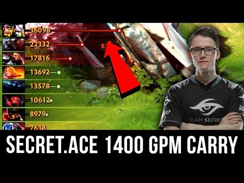 Secret.Ace Unstoppable FARMING MACHINE Alchemist Carry 1400 GPM - Dota 2